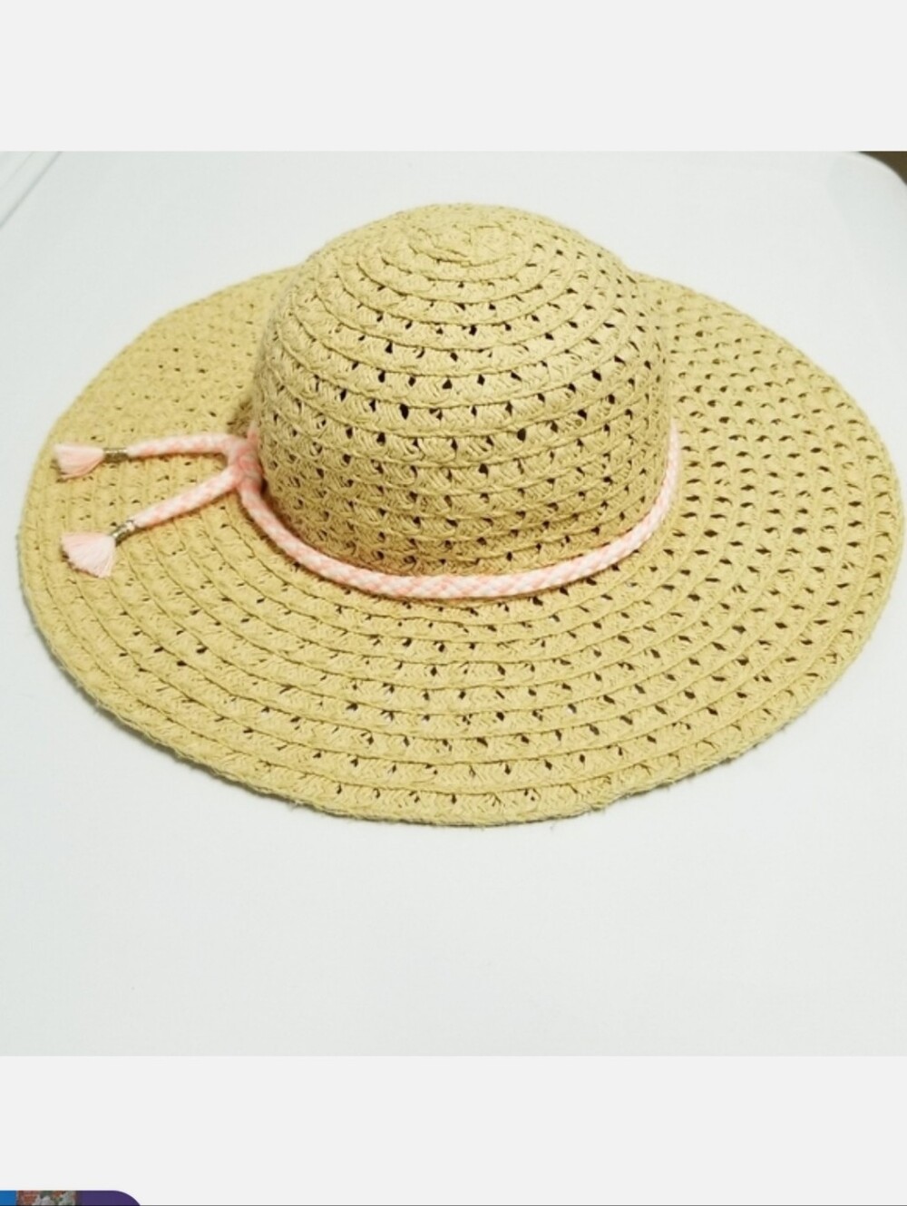 Carter's Floppy Brim Natural Straw Summer Fashion Hat 2t-4t